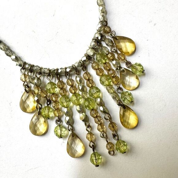 1928 green dangle beaded chain choker necklace - Picture 6 of 8